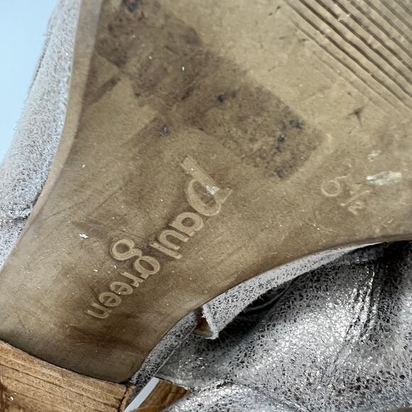 Paul Green Cayanne Peep Toe Sandal Bootie Metallic Smoke Leather US 9 UK 6.5 - Picture 8 of 11